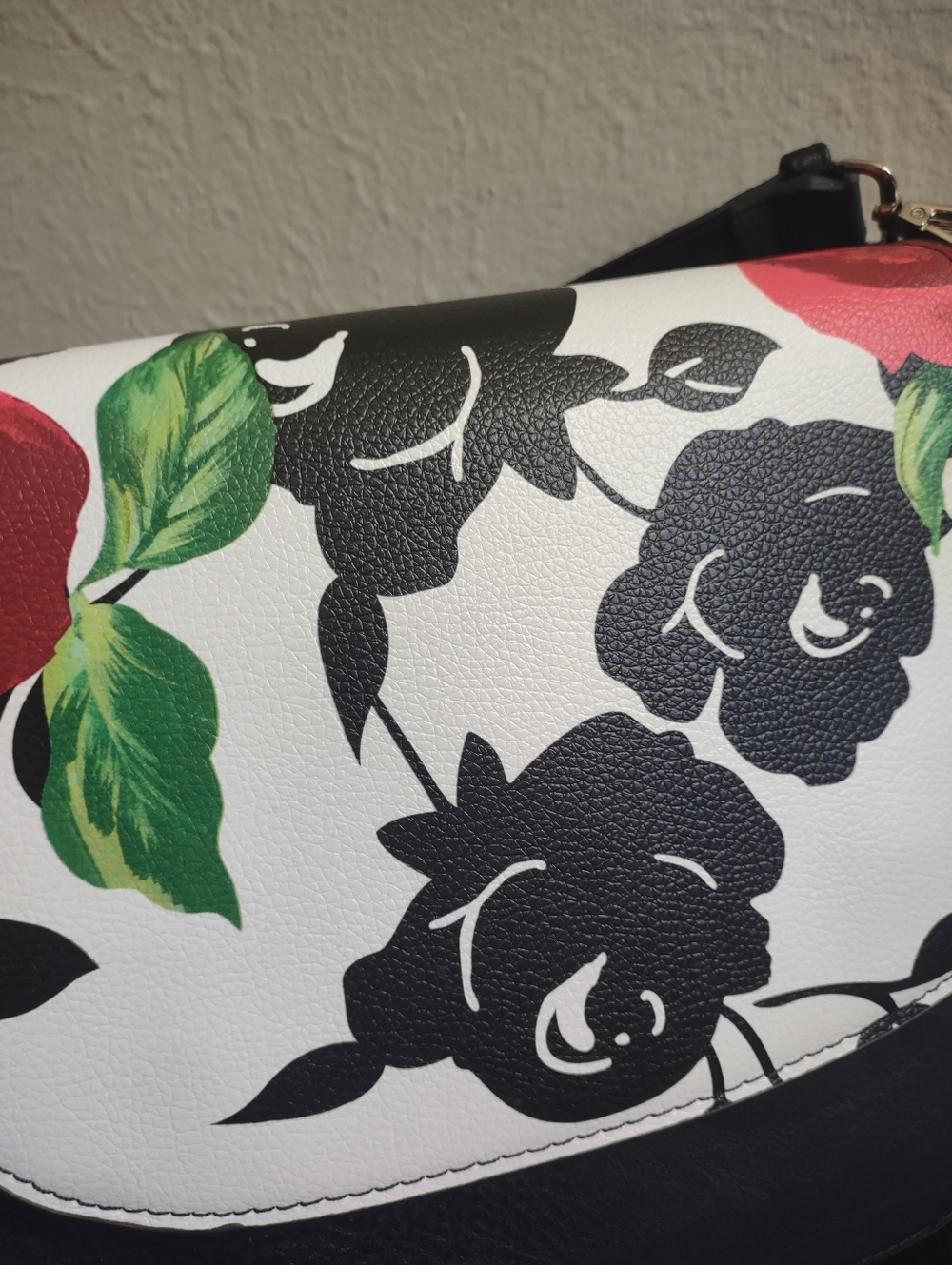 K. Carroll Accessories Floral Rose Crossbody Handbag - Black White & Red - Picture 8 of 16